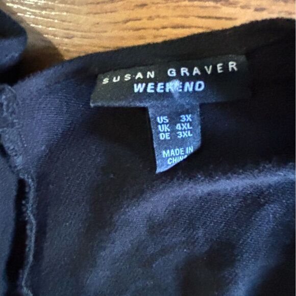 Susan Graver Weekend Cozy Jersey Knit Relaxed Open Cardigan Black Plus Size 3X - Picture 3 of 8
